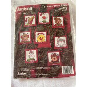 Janlynn Suzys Zoo II Christmas Cross Stitch Kit Set Of 8 Ornaments